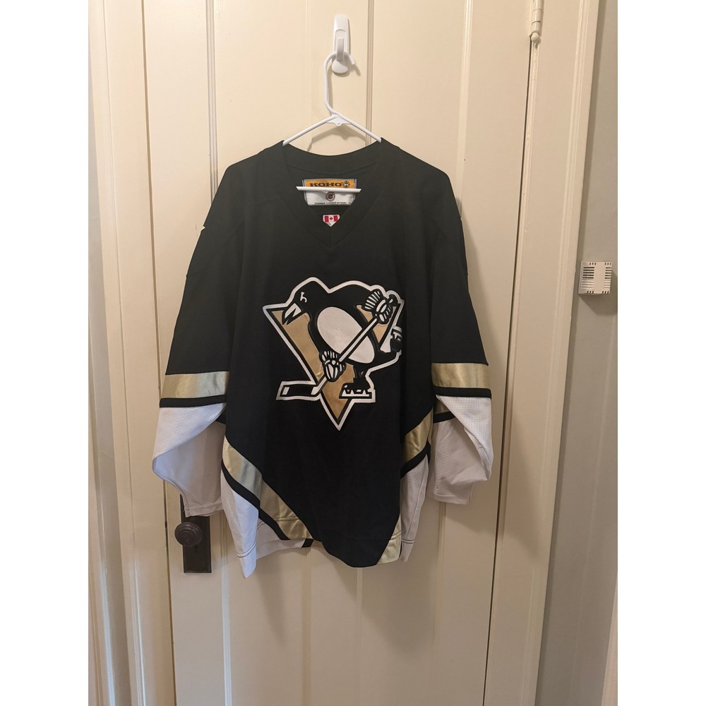 Koho Pittsburgh Penguins NHL Hockey Jersey Mens XL Black Gold Faded Lemieux